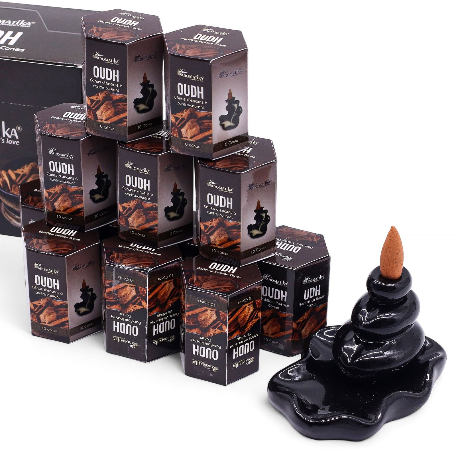Paquete de 10 Incienso Masala Backflow - Oudh - Imagen 2