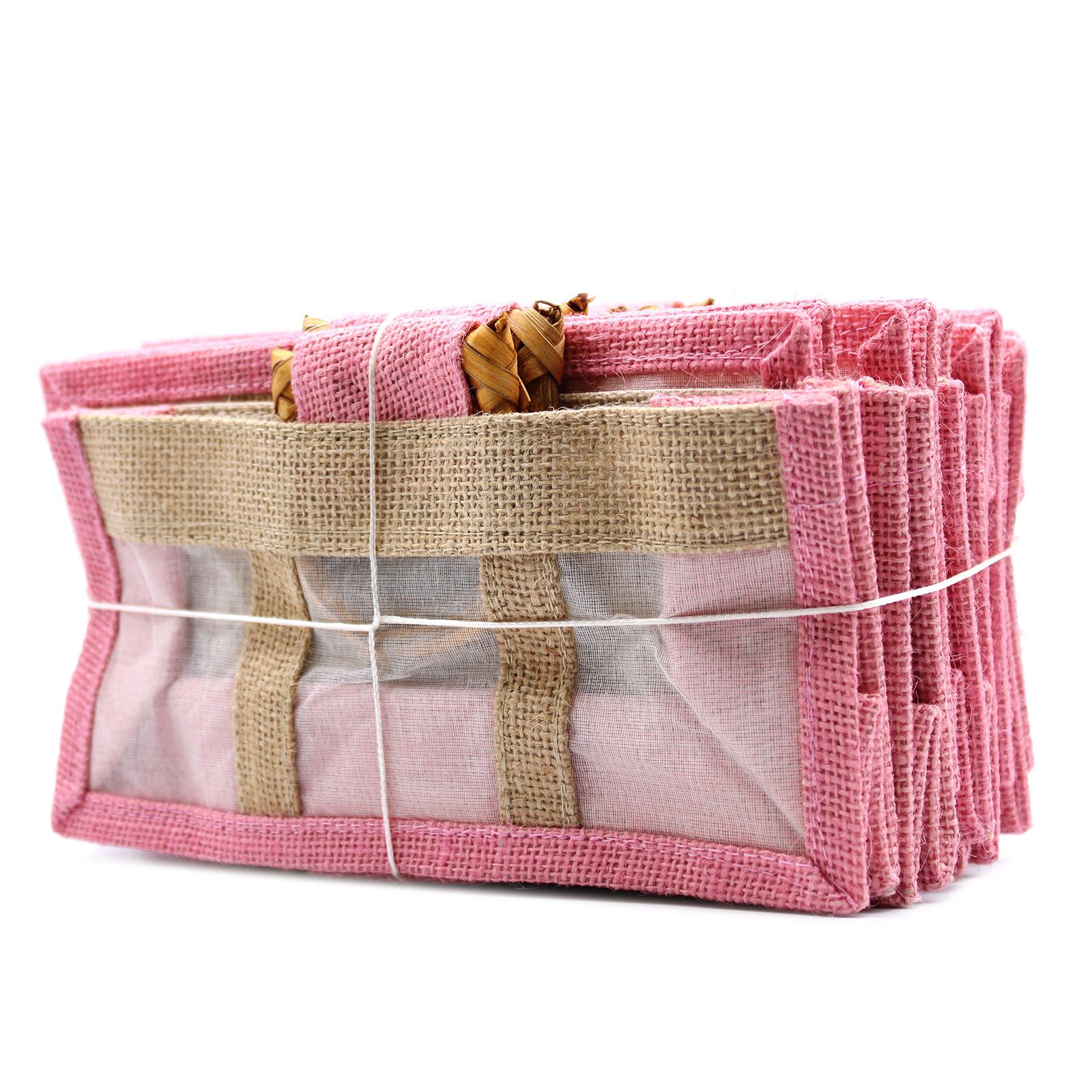 Bolsa de regalo de yute y algodón con 3 Ventanas en Rosa & Yute - Imagen 3