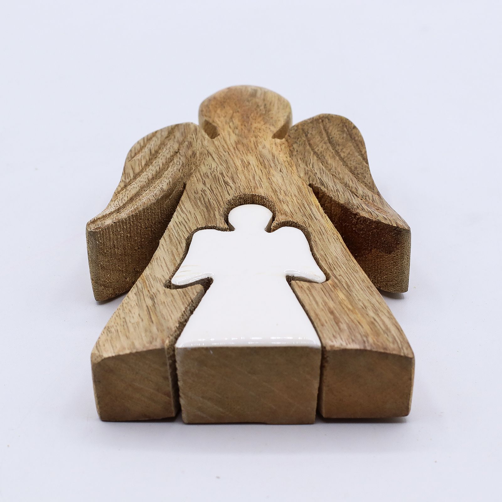 Ángel de Madera de Mango dentro de Ángel - Esmalte Blanco - 15 cm - Imagen 7