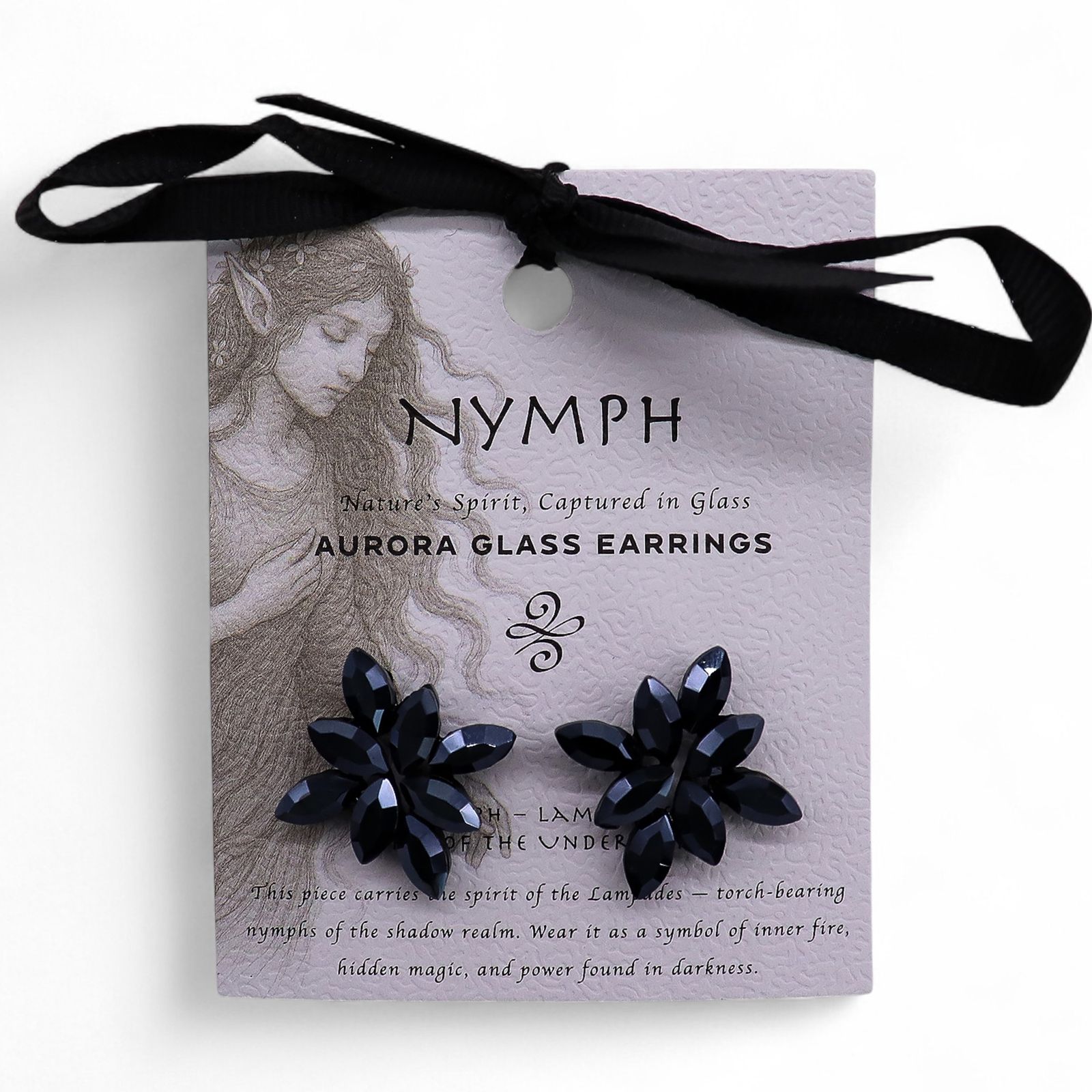 Pendientes de Cristal Vintage - Flores - Negro Azabache - Imagen 6