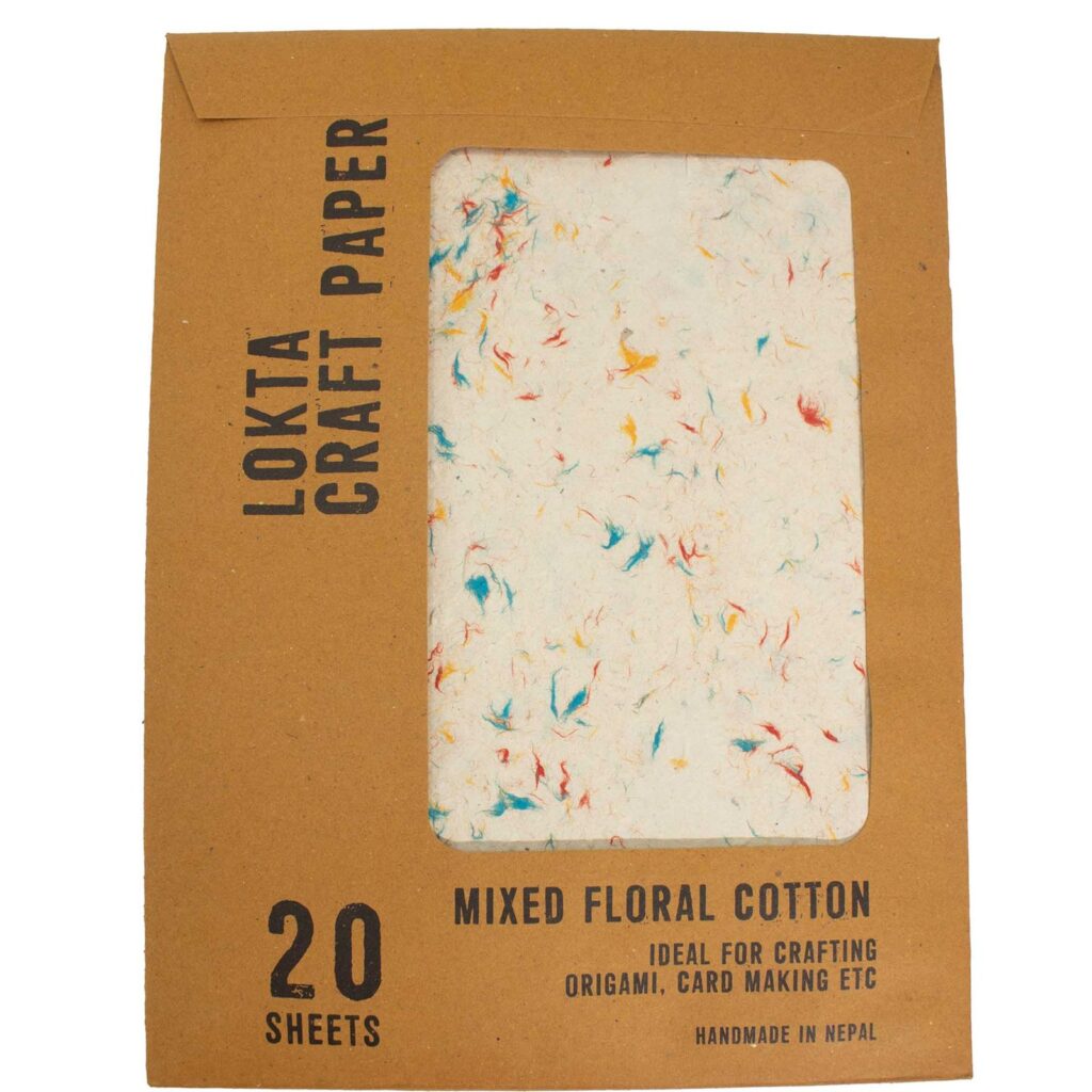 A4 - Papel artesanal Lokta (paquete de 20 hojas) - Algodón floral mixto