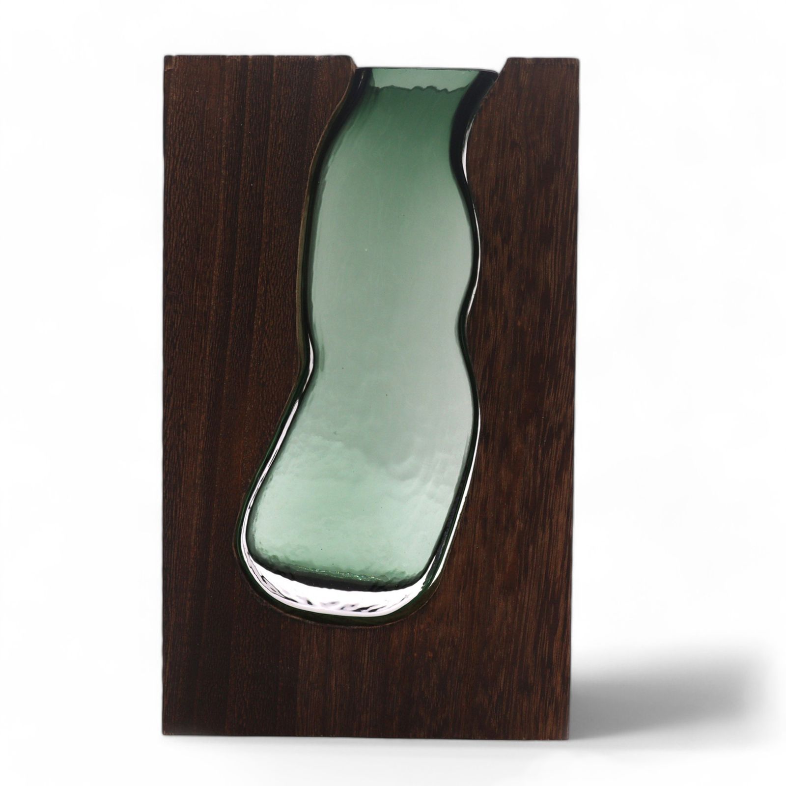 Jarron de Cristal / Terario en Madera de Tung Oscura - 14.5x5x23cm - Imagen 2