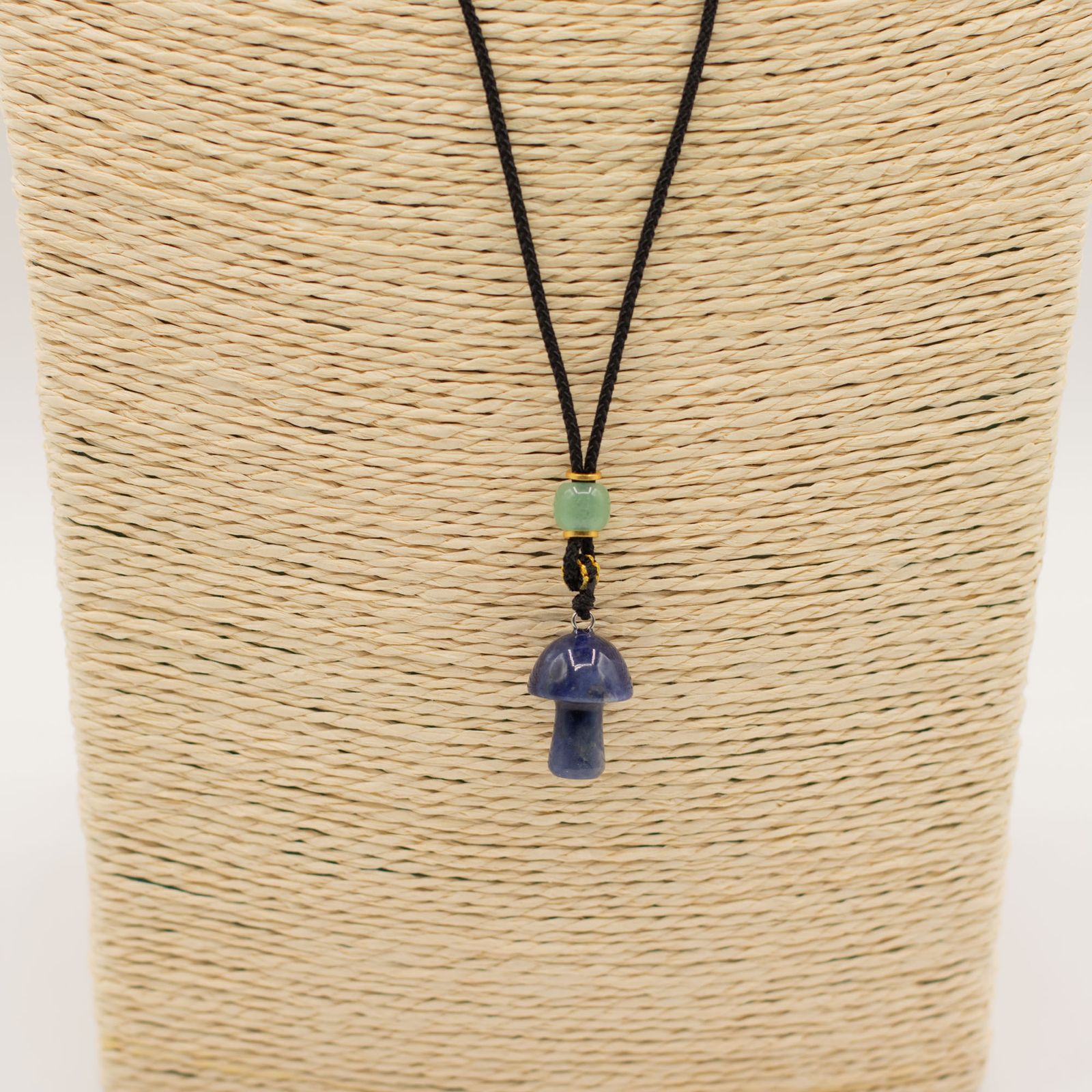 Collar de cuerda Colgante de piedra preciosa - Hongo de sodalita - Imagen 3