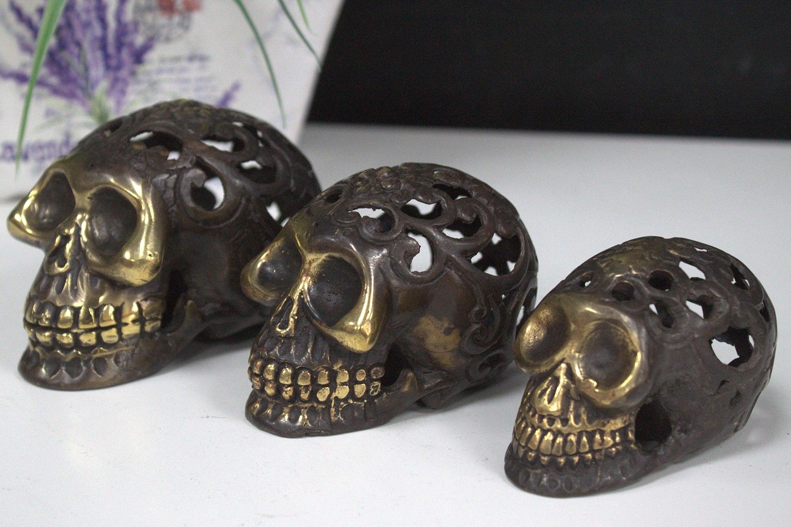 Calavera vintage de latón - Lrg - Imagen 2