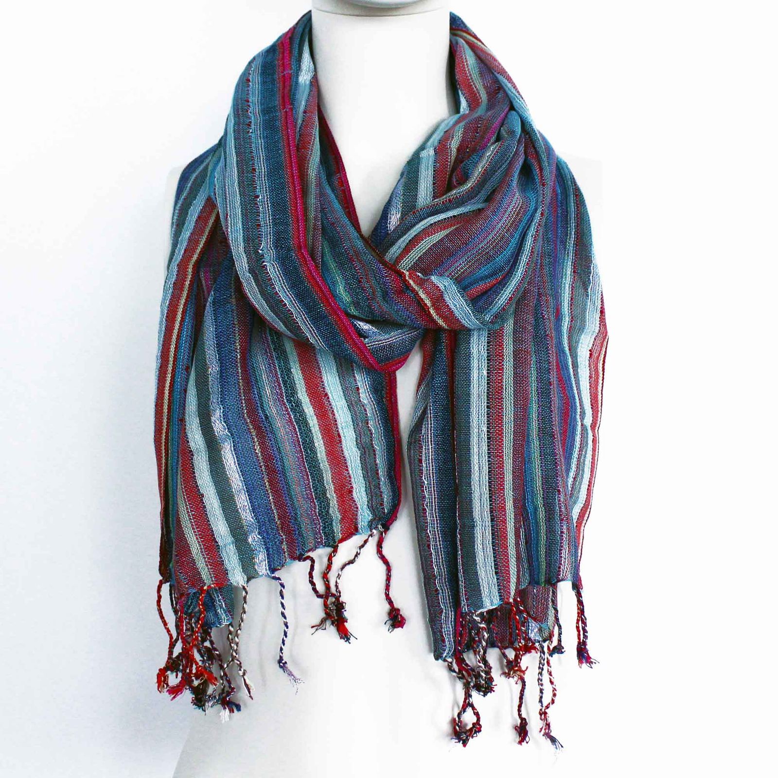 Bufandas bohemias indias - 50x180cm - Azules aleatorios - Imagen 3