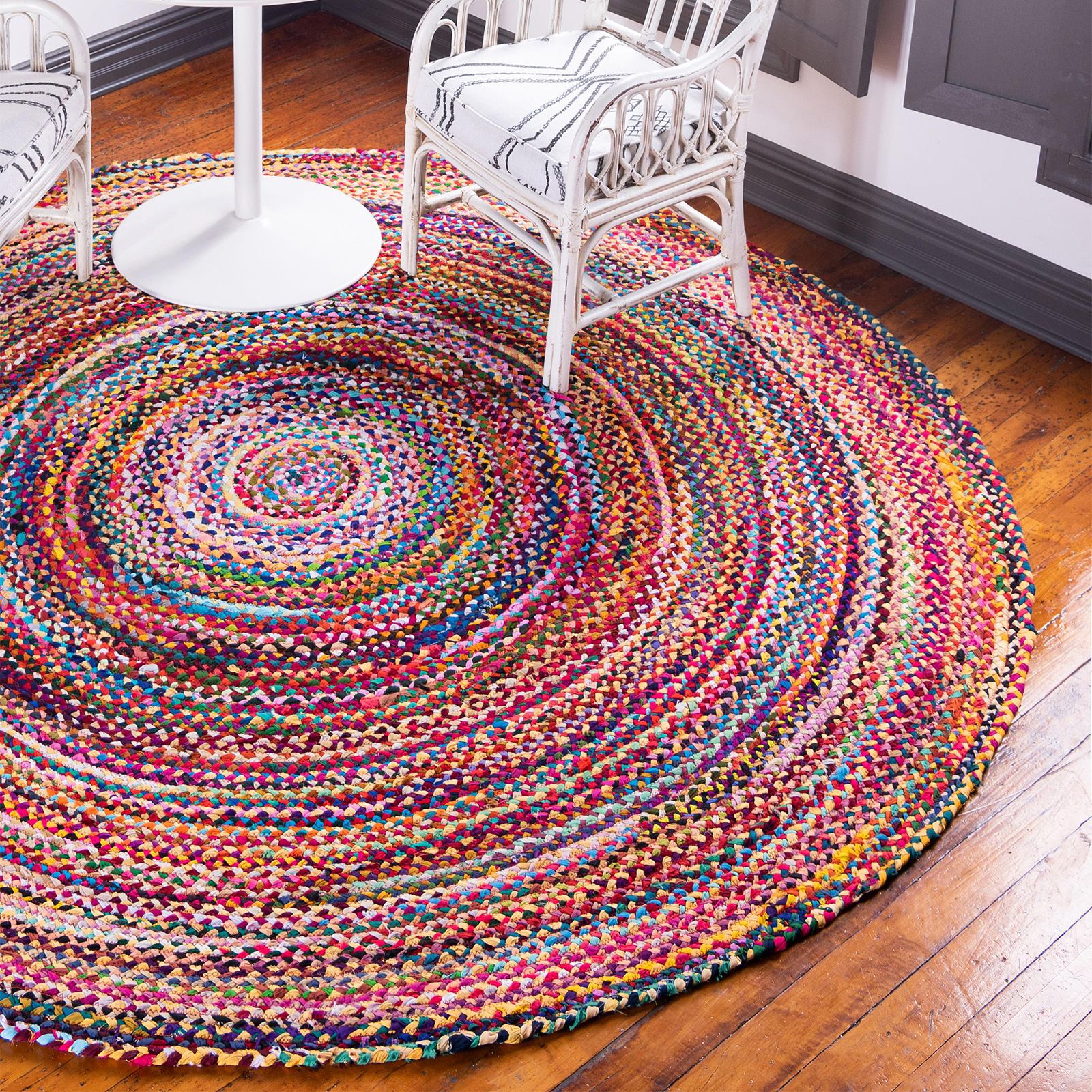 Alfombra Redonda de Yute y Algodón Reciclado - 150 cm - Imagen 4