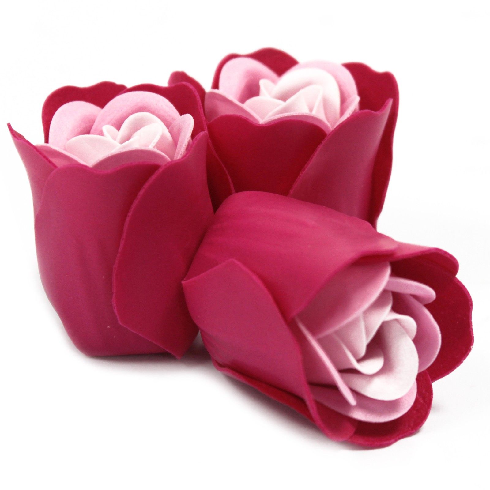 Set de 3 flores de Jabón caja corazón - rosas rosa - Imagen 2