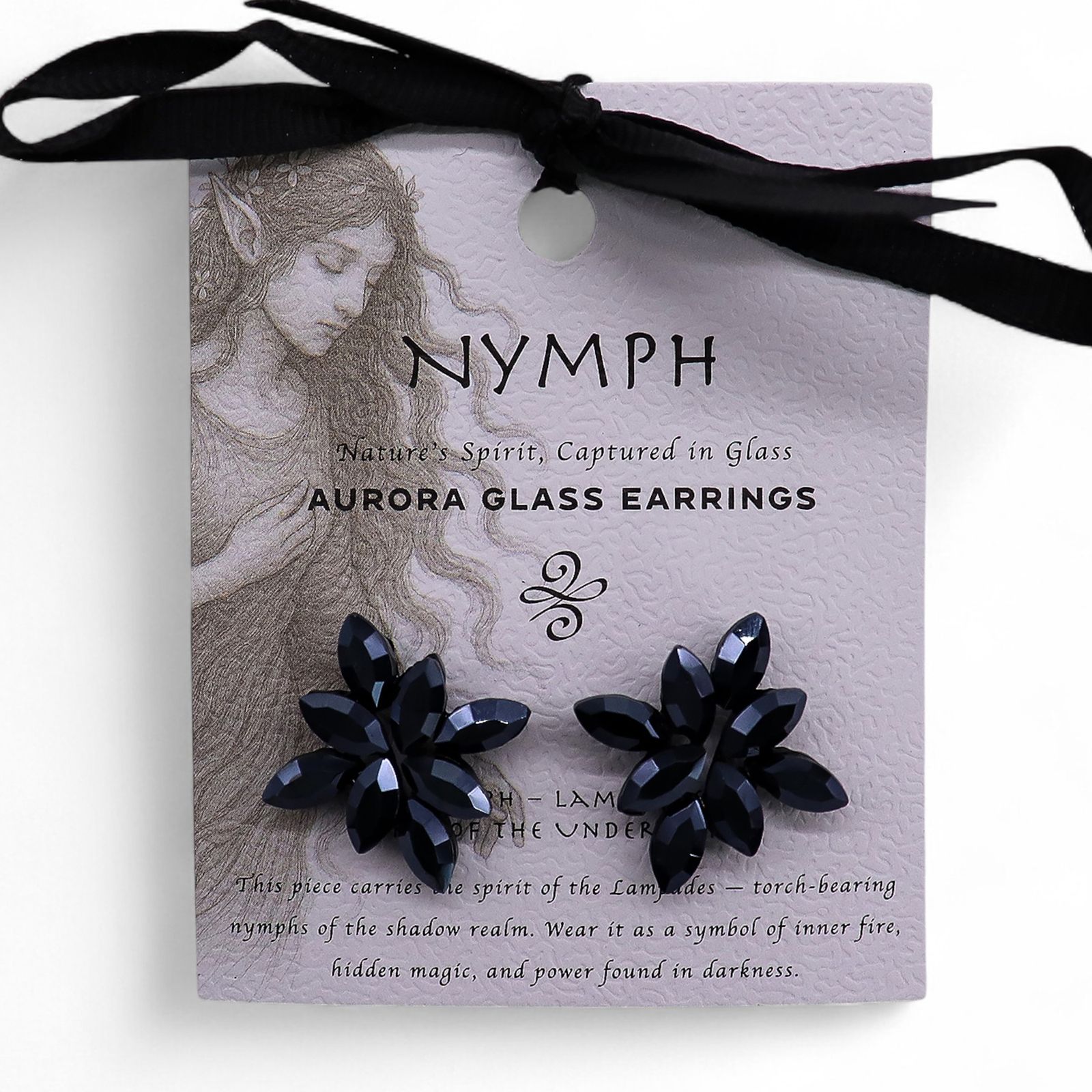 Pendientes de Cristal Vintage - Flores - Negro Azabache - Imagen 5