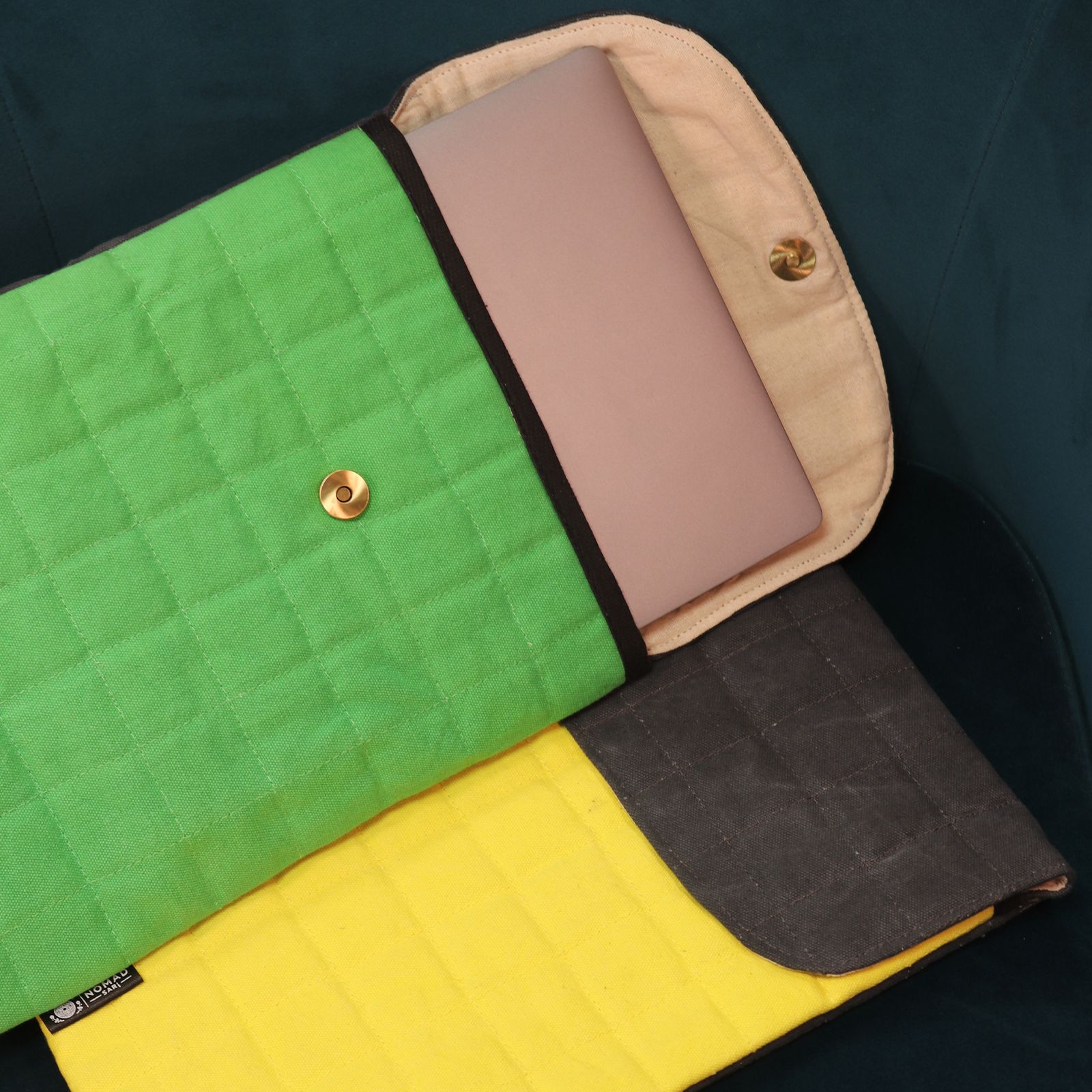 Funda acolchada para portátil de 13 pulgadas - Amarillo loco - Lavado de piedra de 14 onzas - Imagen 3