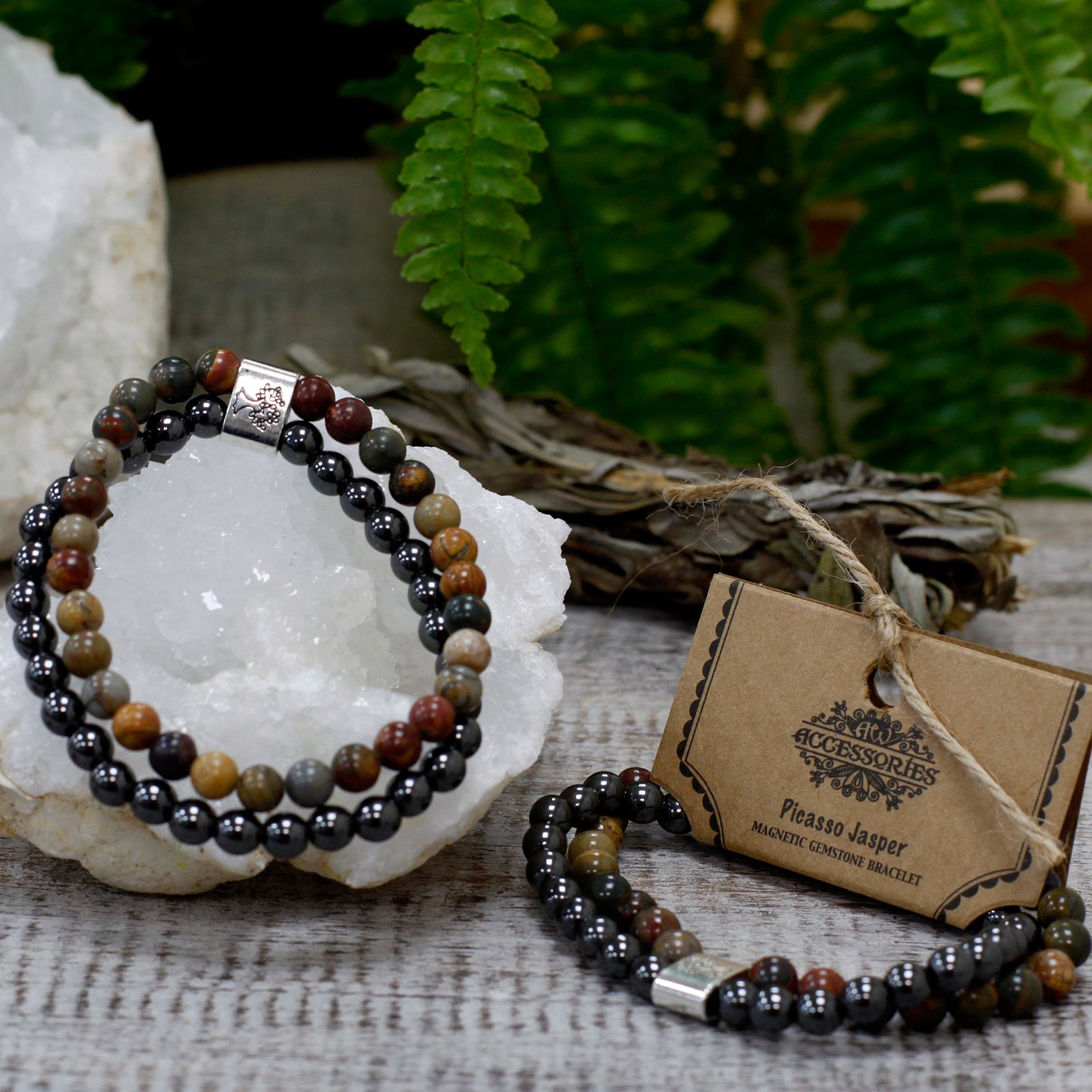 Pulsera de Piedras Preciosas Magnéticas - Jaspe Picasso - Imagen 4