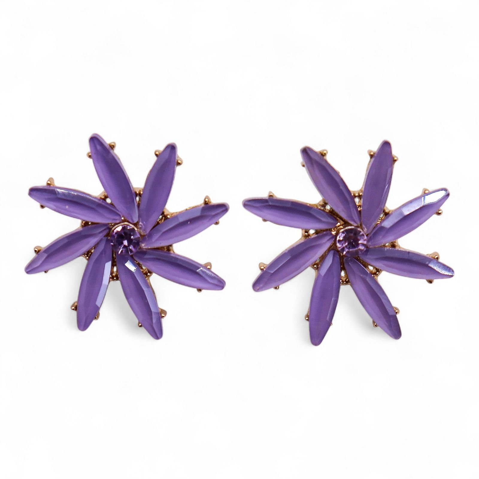 Pendientes de Cristal Vintage - Flores - Lavanda - Imagen 3