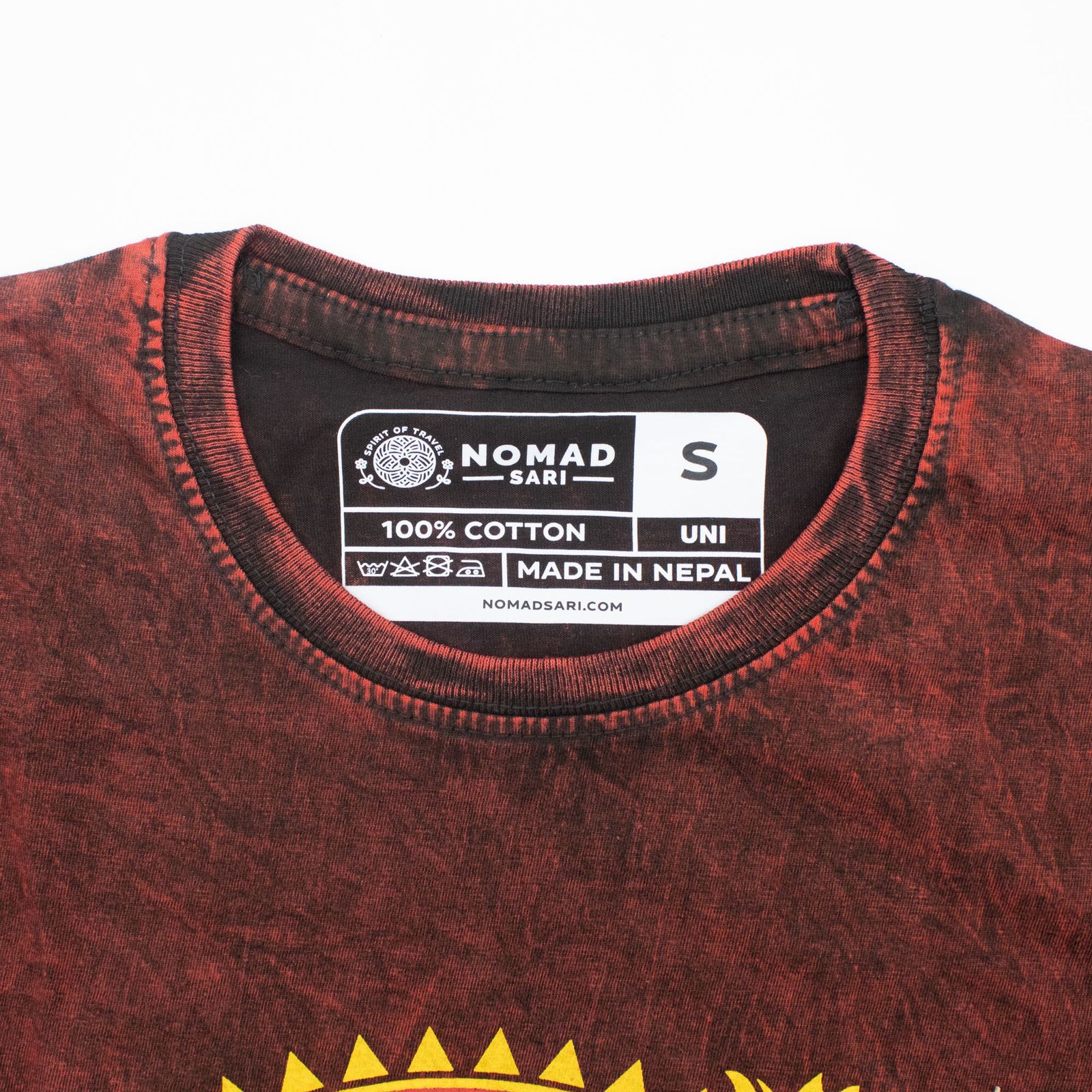 Nomad Sari Camiseta de algodón lavado a la piedra - Mandala de dragón - granate - pequeña - Imagen 6