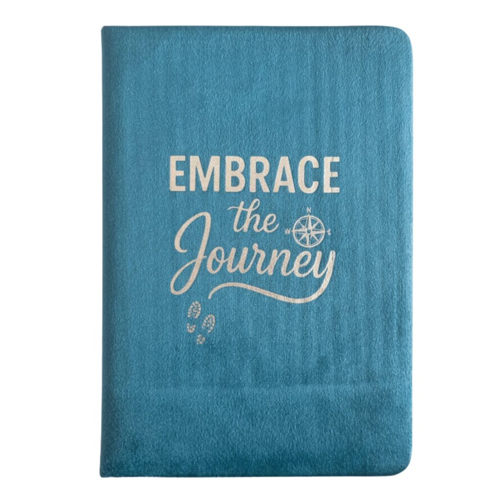 Cuaderno de terciopelo azul claro - 80 páginas - Abraza el viaje