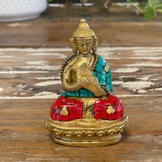 Figura de Buda de Latón - Manos Arriba - 7.5 cm - Imagen 2