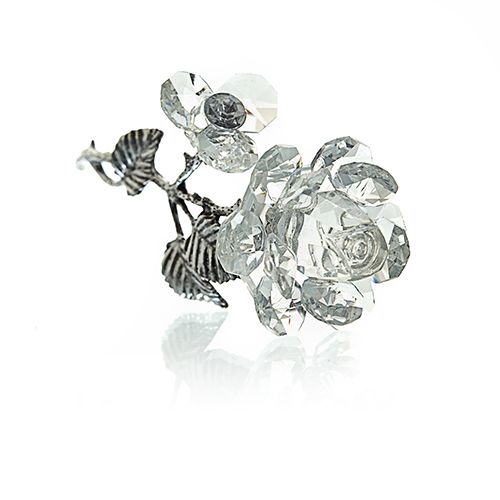 Rosa de Cristal con Tallo Plateado - Imagen 6