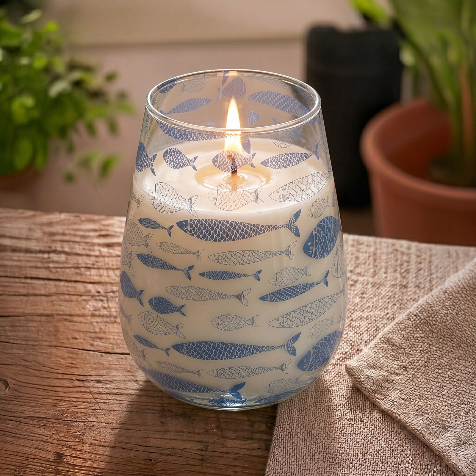 Velas en tarro de vidrio alto - Brisa marina - Imagen 2