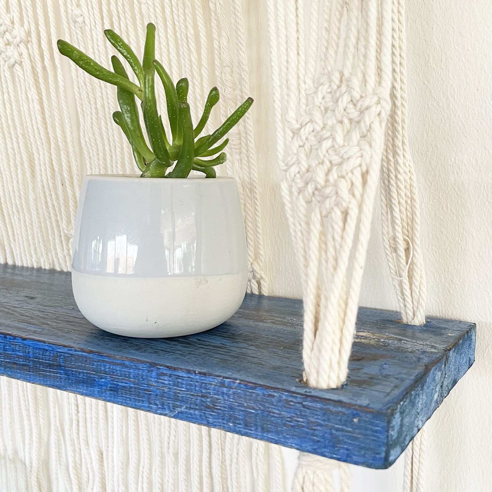 Estantes Colgantes de Macramé Natural - Azul - Imagen 9