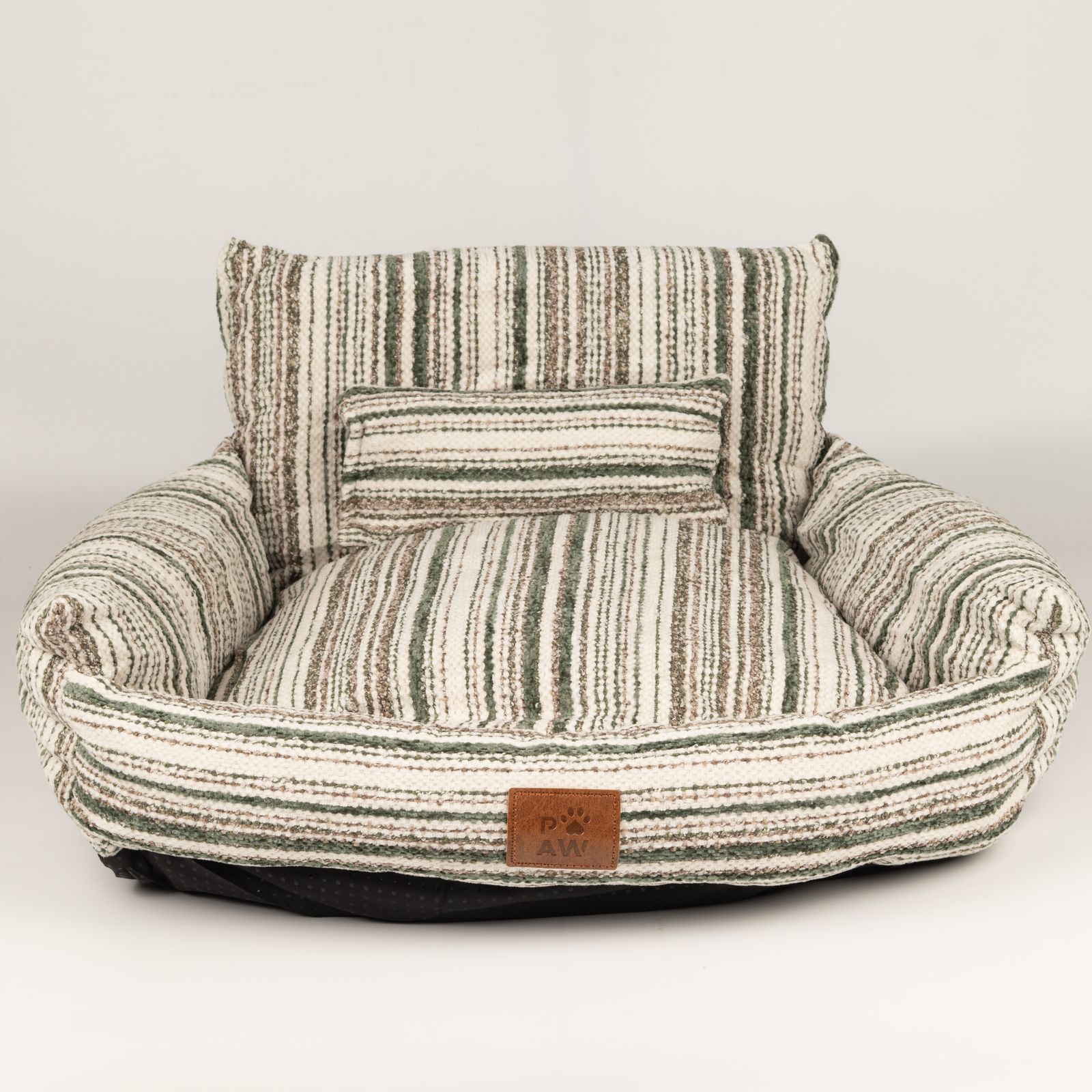 PAW Bed – Sofá pequeño – Rayas marrones – 50 × 50 × 26 cm - Imagen 2