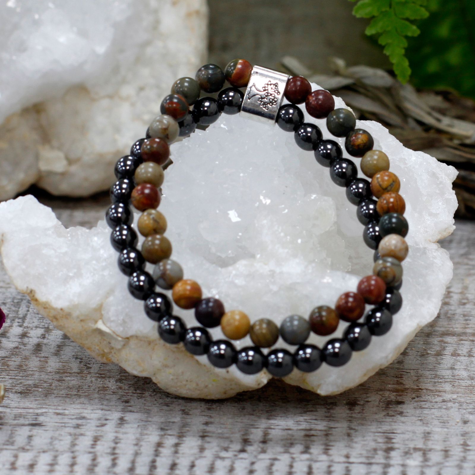 Pulsera de Piedras Preciosas Magnéticas - Jaspe Picasso - Imagen 3