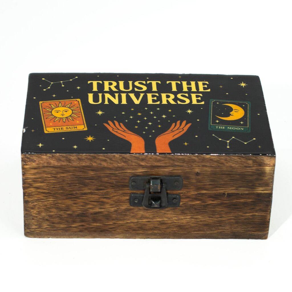 Caja esmaltada mediana  - Confía en el Universo
