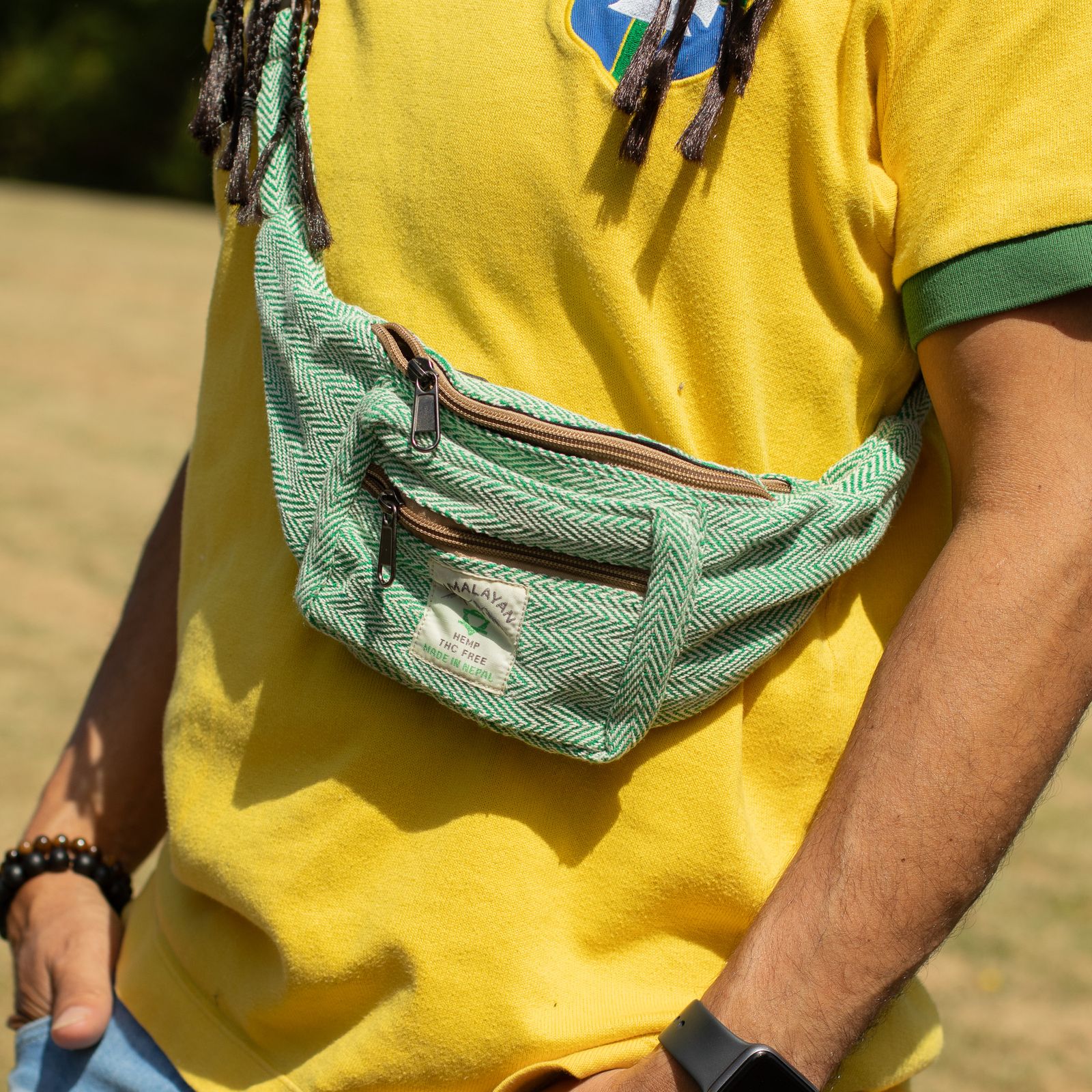 Bolso Tipo Cinturón de Estilo Cáñamo y Algodón (o Riñonera) - Salvia - Imagen 2