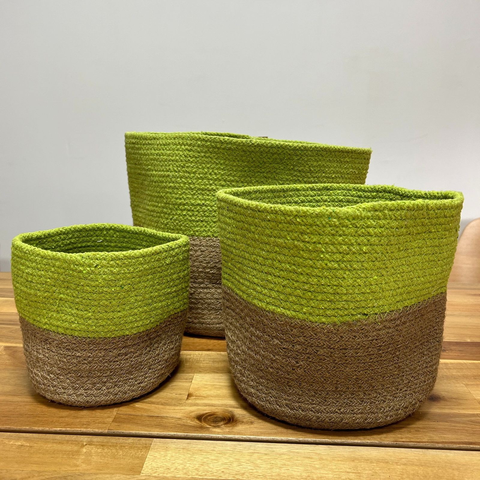 Conjunto de 3 cestas de almacenamiento de cuerda de algodón - Pistacho - Imagen 5