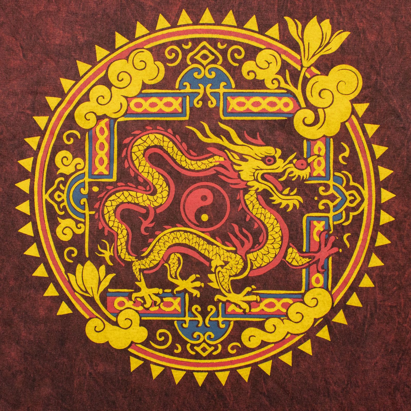 Nomad Sari Camiseta de algodón lavado a la piedra - Mandala de dragón - granate - pequeña - Imagen 2
