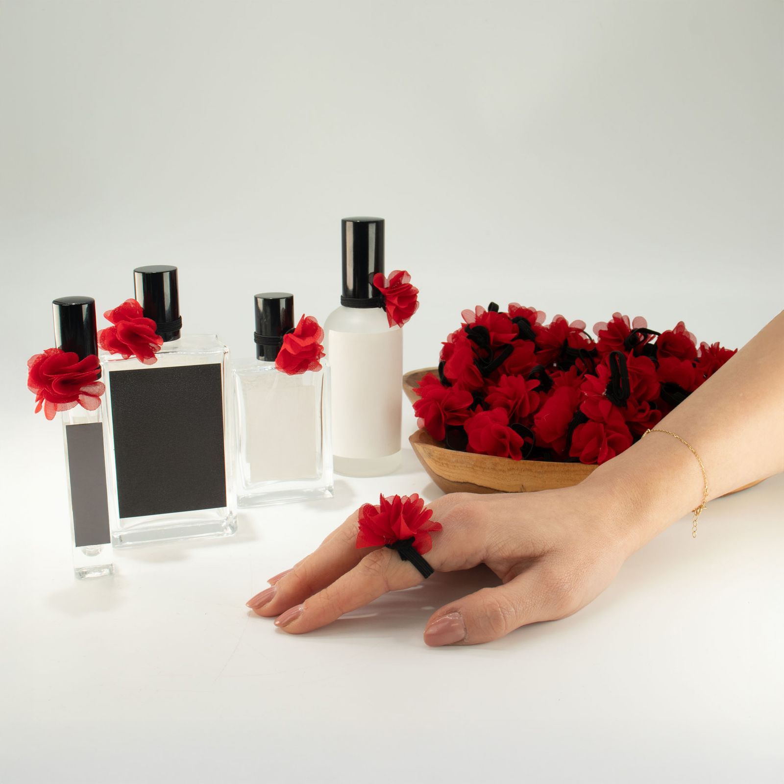 Anillo difusor de chiffón con fragancia – Rojo rosa - Imagen 2