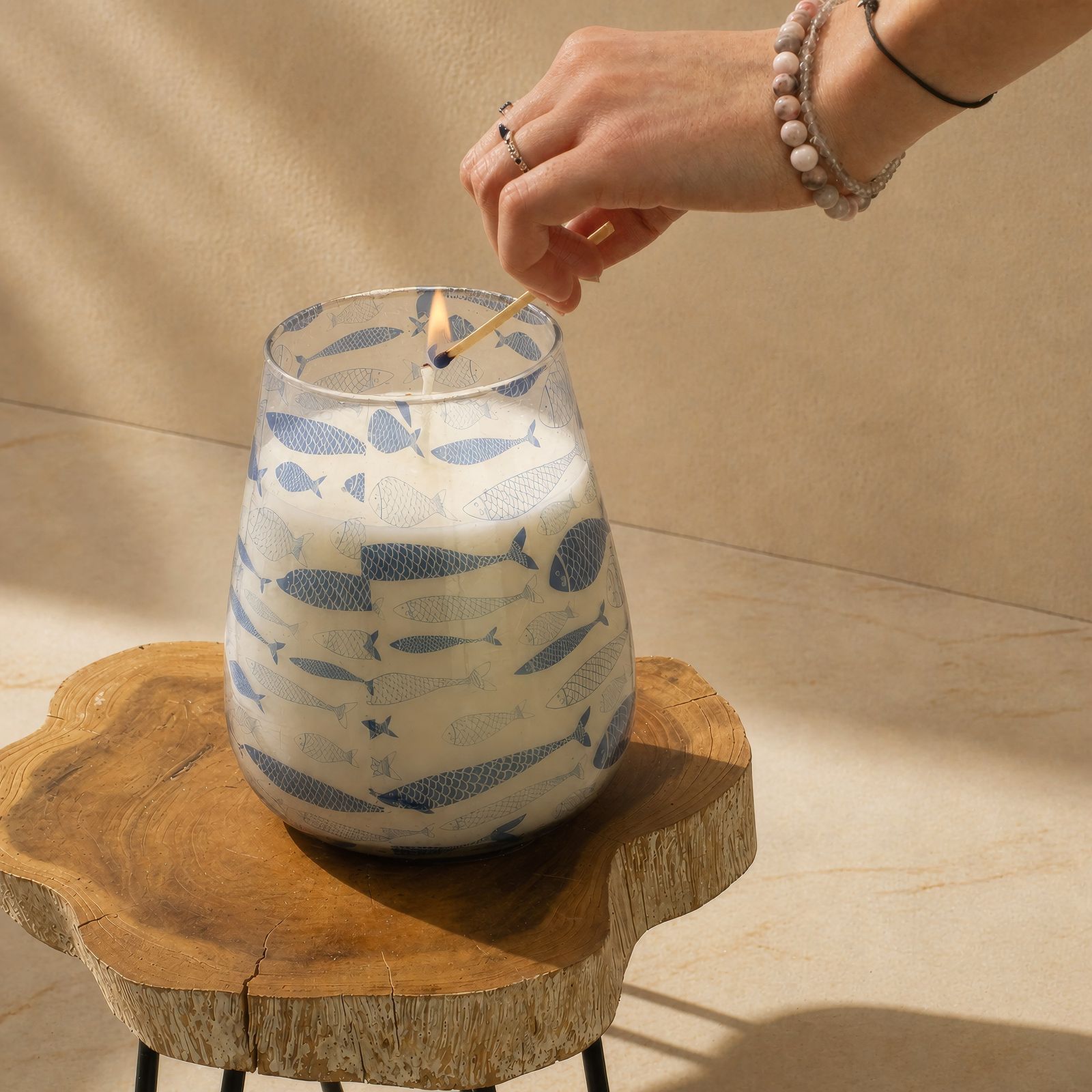 Velas en tarro de vidrio alto - Brisa marina - Imagen 5