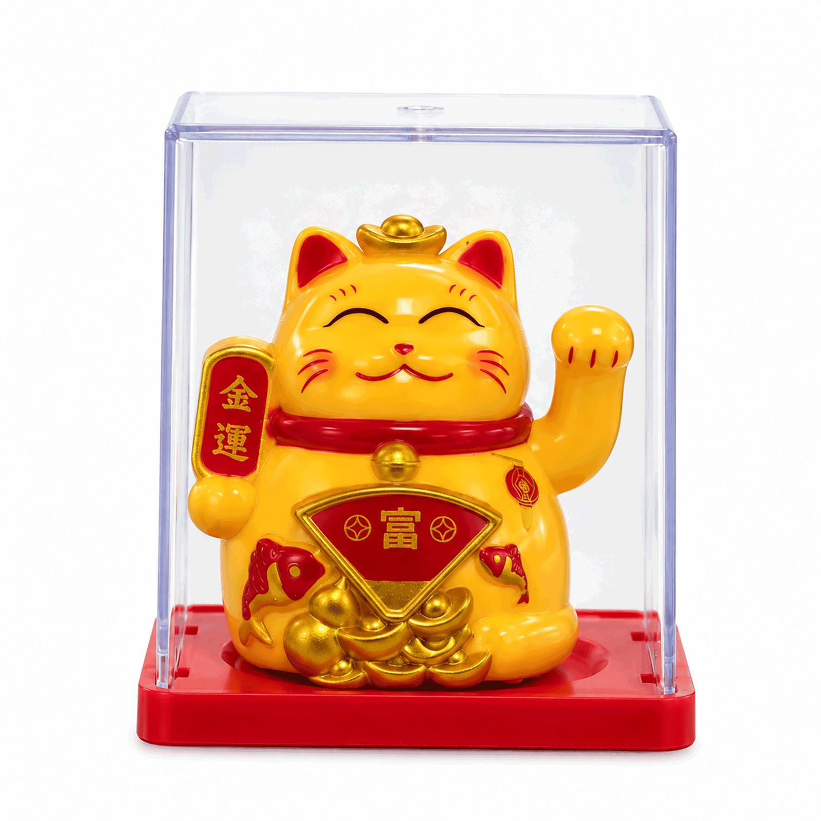 Mini Gato de la Suerte en Caja con Energía Solar - Amarillo - Imagen 3