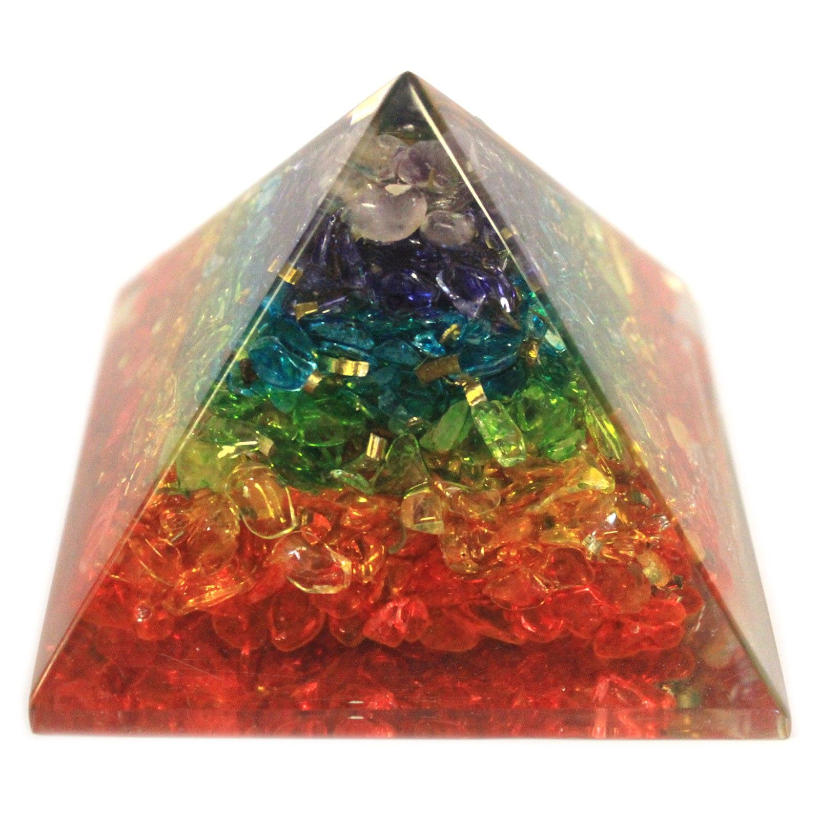 Lrg Piramide de Orgonite 70mm - Gemas de Chakra - Imagen 3