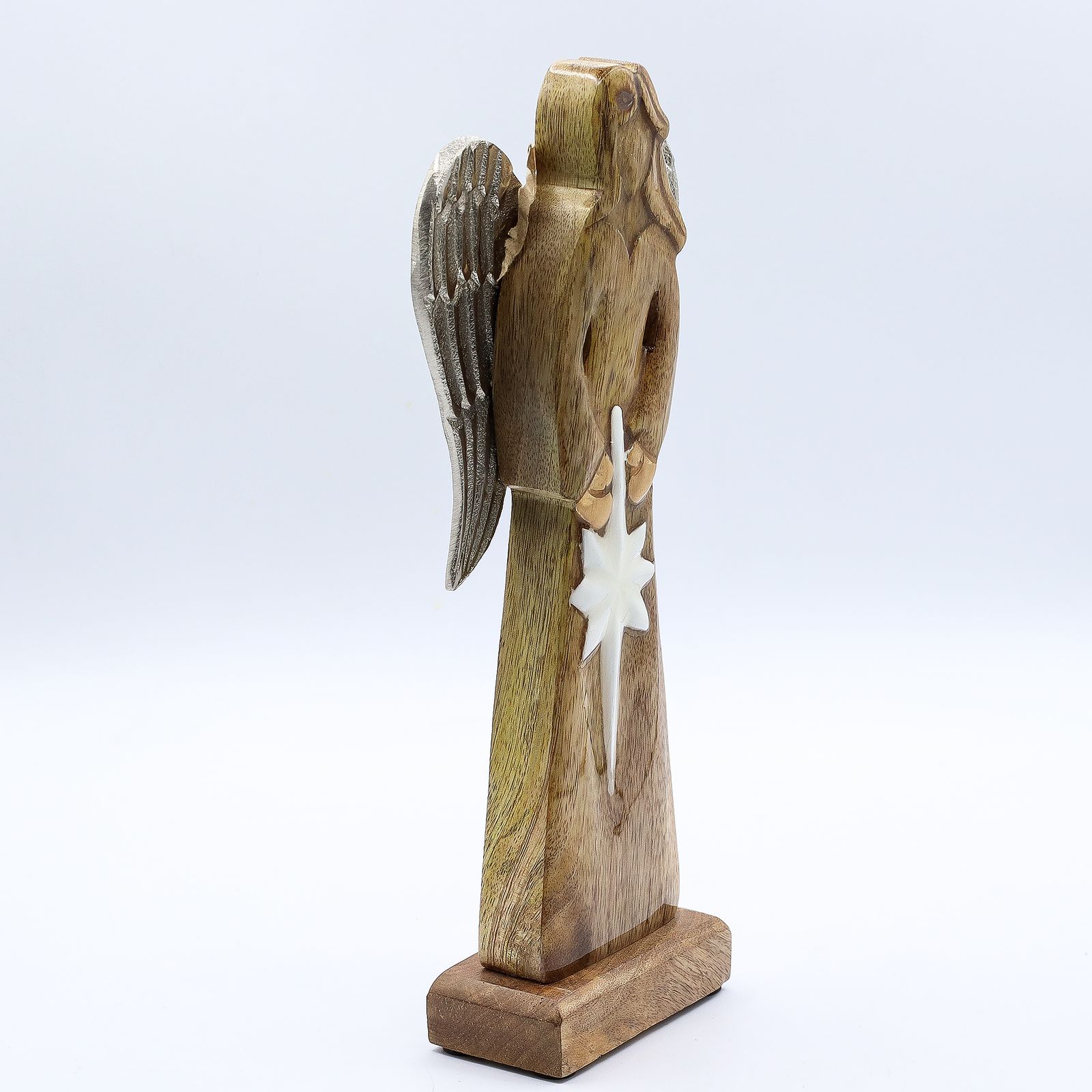 Gran Ángel de la Paz de Madera de Mango, Alas de Metal y Detalle de Esmalte - Imagen 2