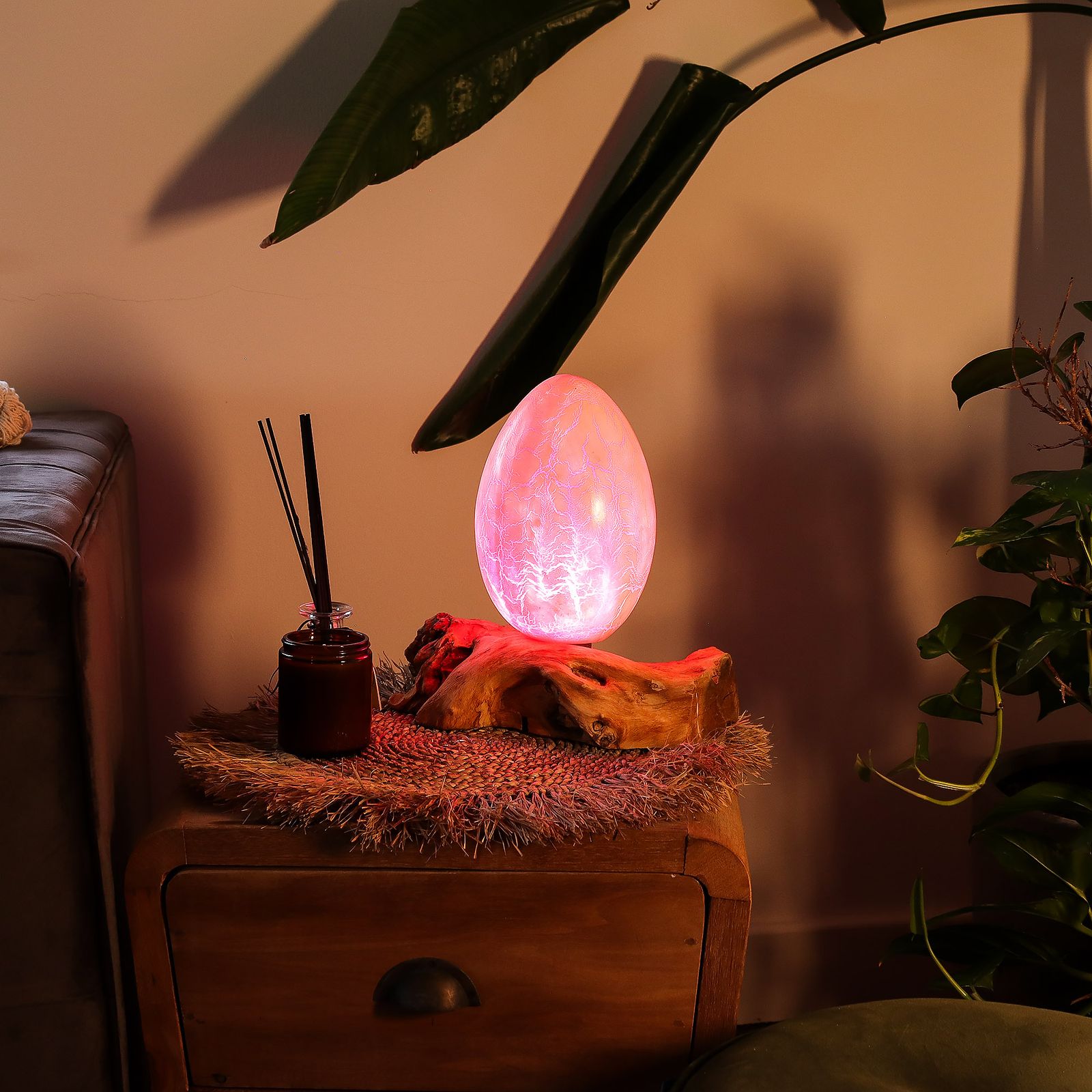Lámpara de Mesa con Pantalla Huevo de Fuego Craquelado – Naranja - Imagen 11