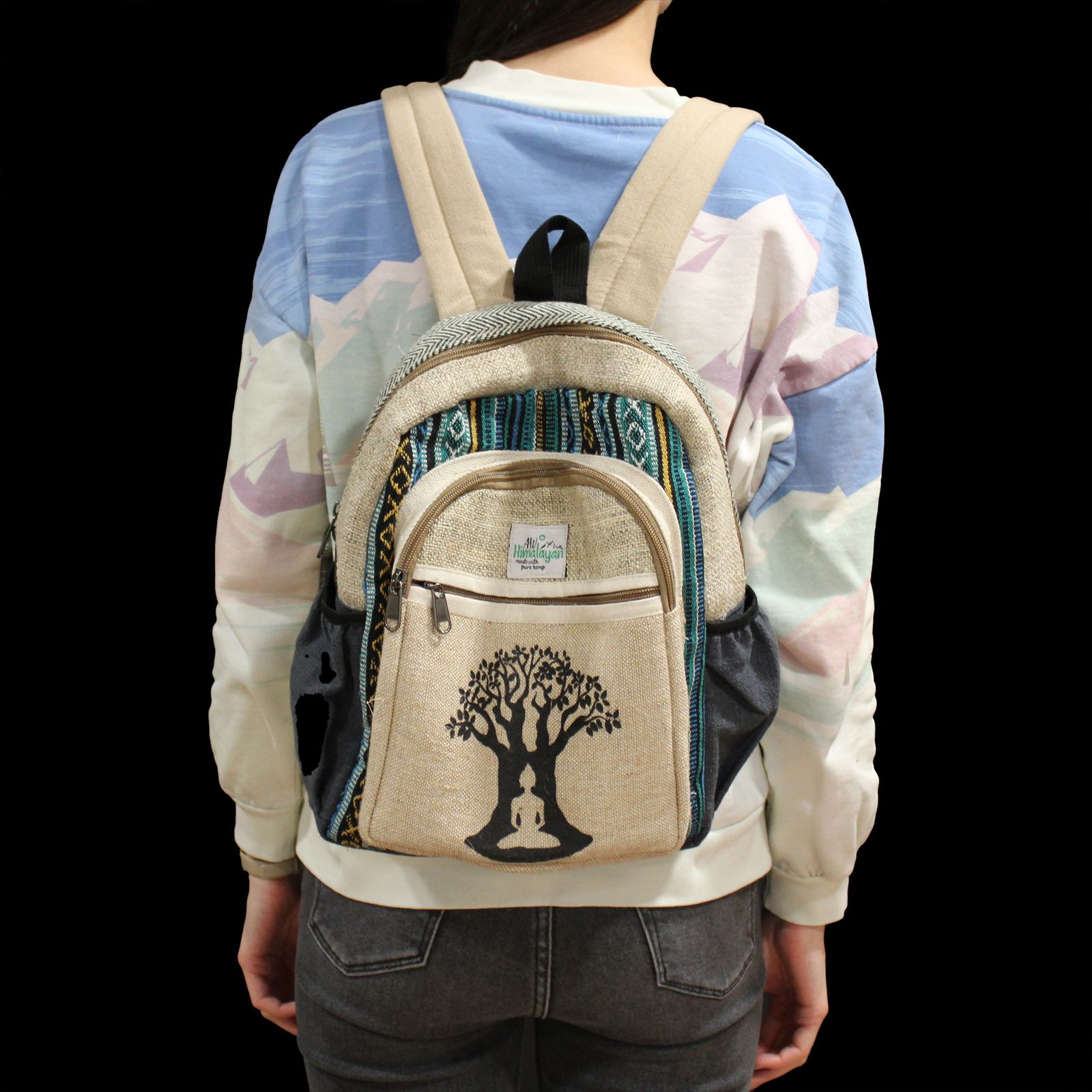 Mochila Pequeña De Cáñamo - Bohdi Tree Design - Imagen 3