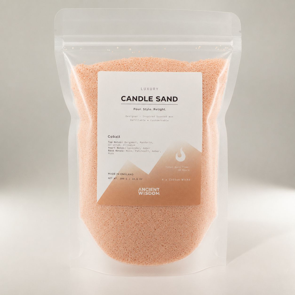 Arena para velas perfumadas - topo naranja - cobalto - 300 g - Imagen 4