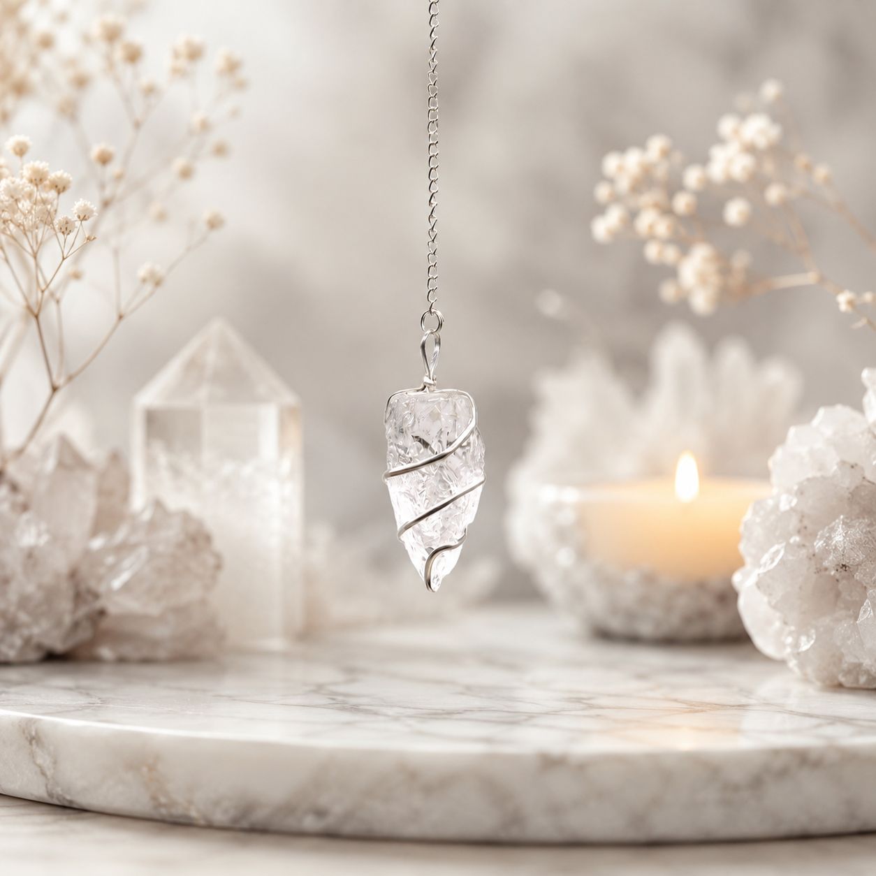 Raw Gemstone Pendulum - Rock Quartz - Imagen 4