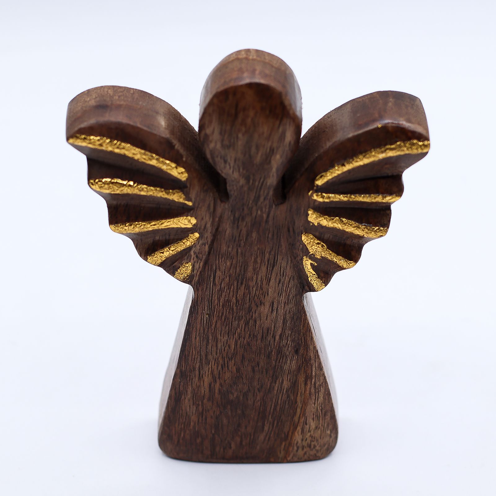 Ángel de madera de mango mediano - decoración dorada - Imagen 8