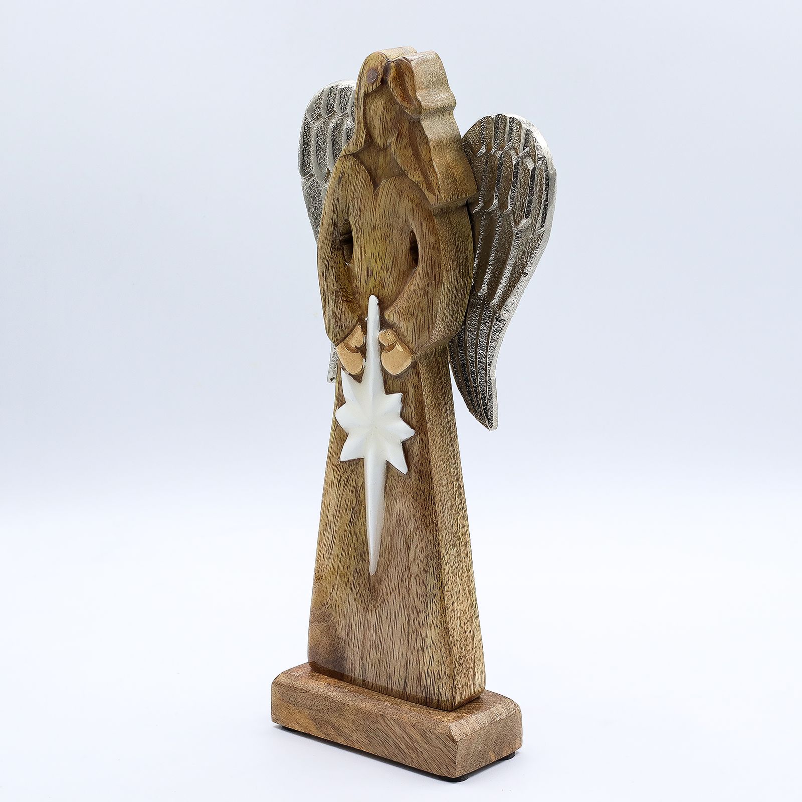 Gran Ángel de la Paz de Madera de Mango, Alas de Metal y Detalle de Esmalte - Imagen 4