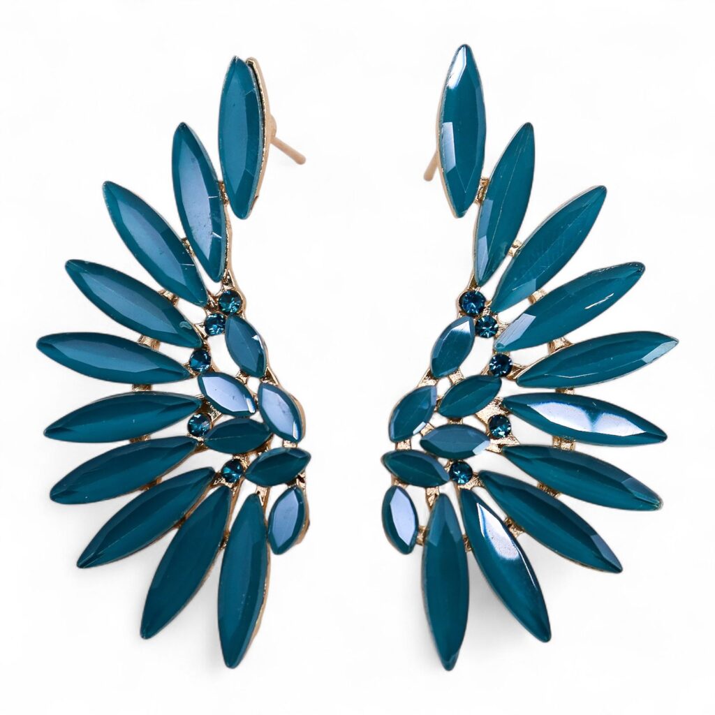 Pendientes de Cristal Vintage - Alas de ángel - Verde Turquesa