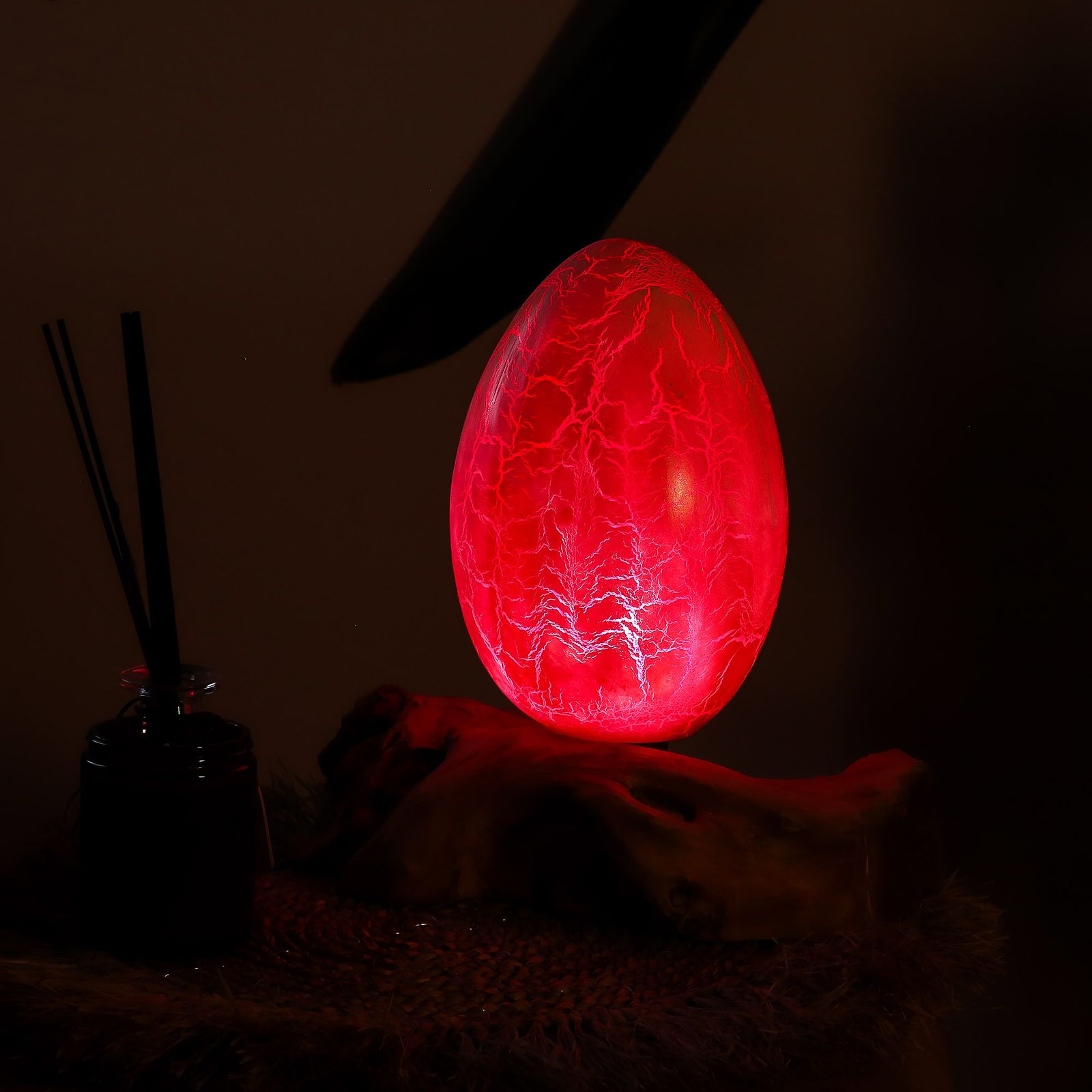 Lámpara de Mesa con Pantalla Huevo de Fuego Craquelado – Naranja - Imagen 5