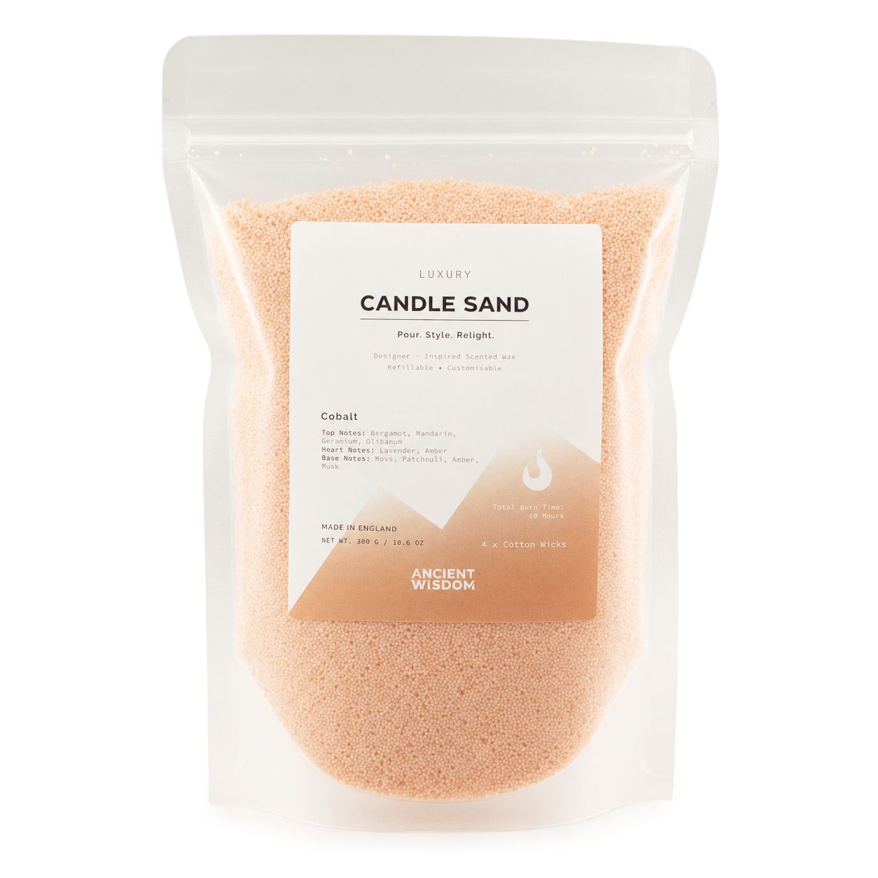 Arena para velas perfumadas - topo naranja - cobalto - 300 g - Imagen 3