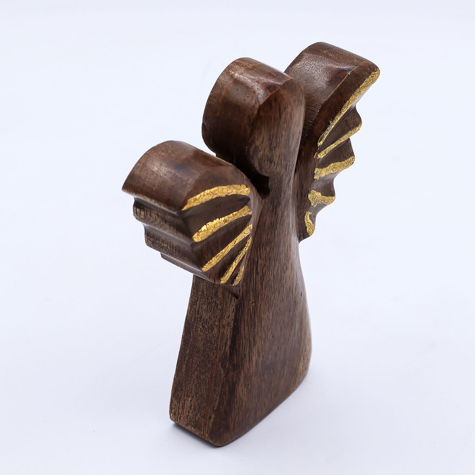Ángel de madera de mango mediano - decoración dorada - Imagen 2