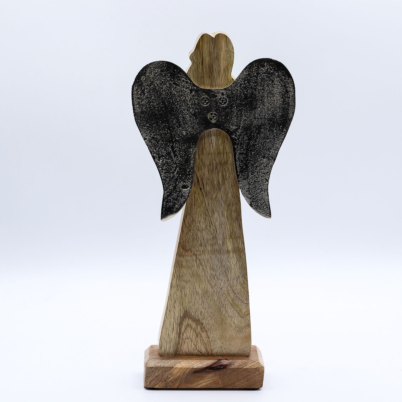 Gran Ángel de la Paz de Madera de Mango, Alas de Metal y Detalle de Esmalte - Imagen 5