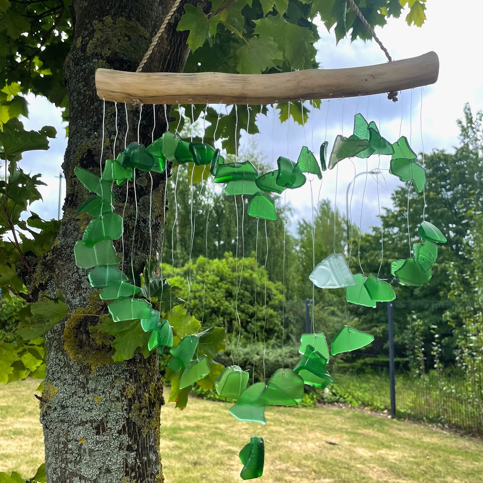 Carillón vidrio reciclado - Verde y Blanco - Imagen 4