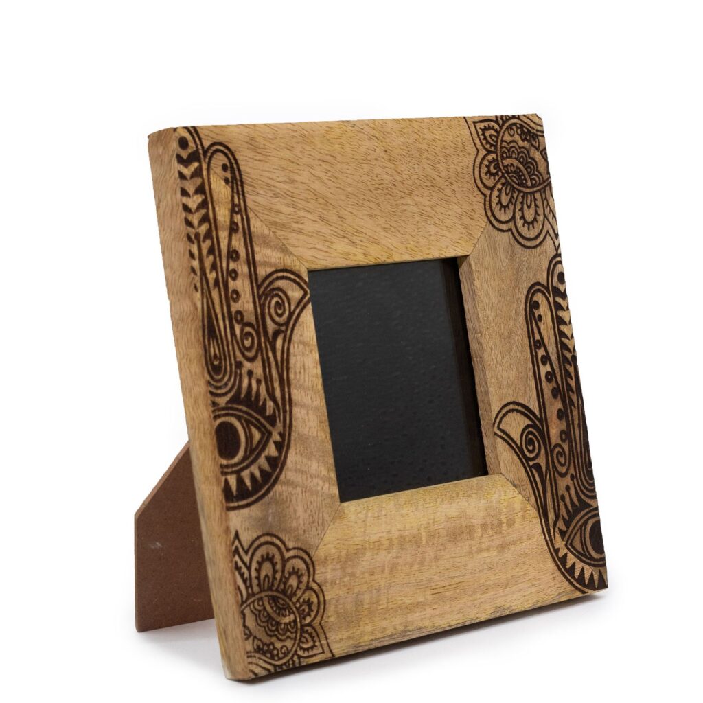 Pequeño Marco de Madera de Mango (para 10x10cm) 20x20x2cm - Hamsa Negro