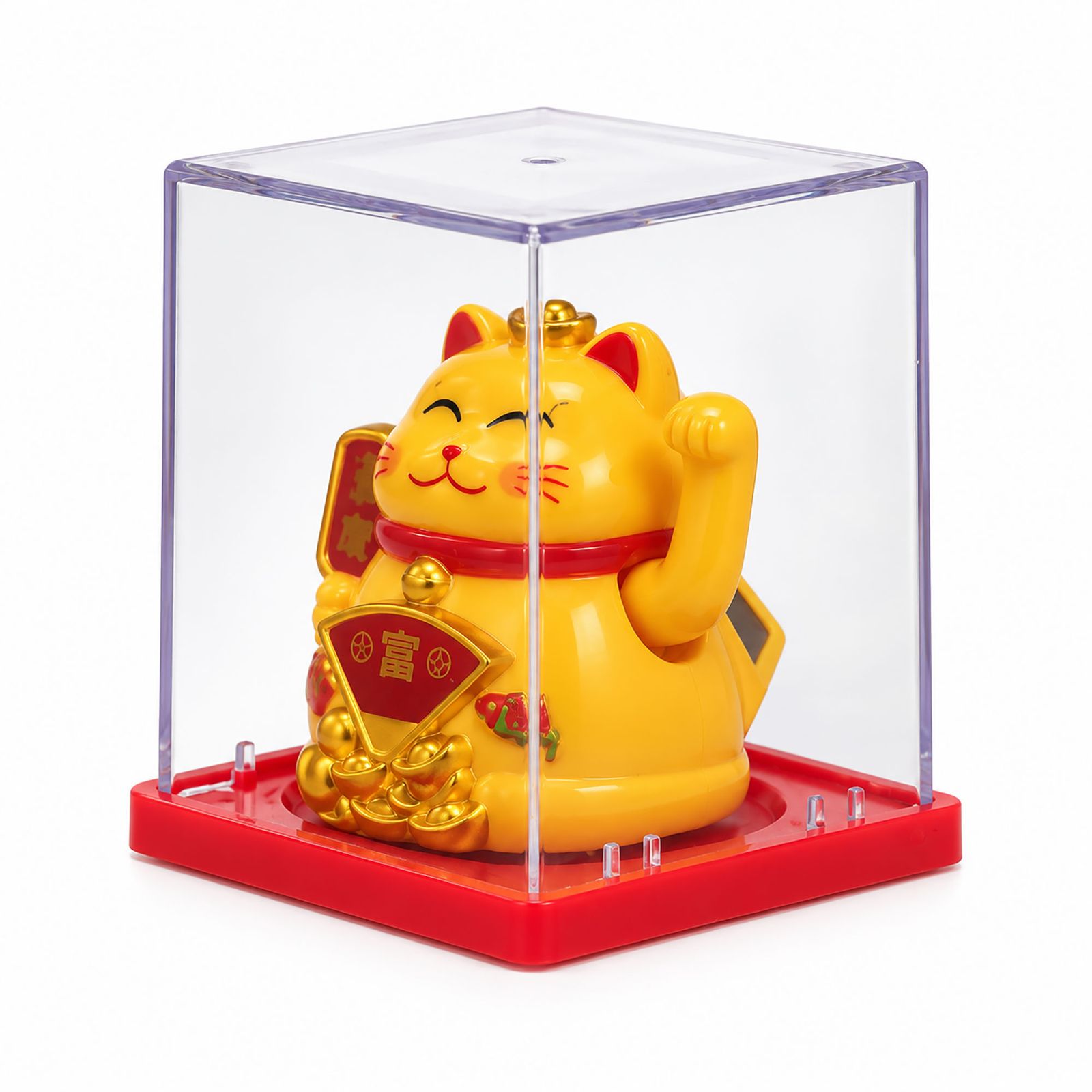 Mini Gato de la Suerte en Caja con Energía Solar - Amarillo - Imagen 4