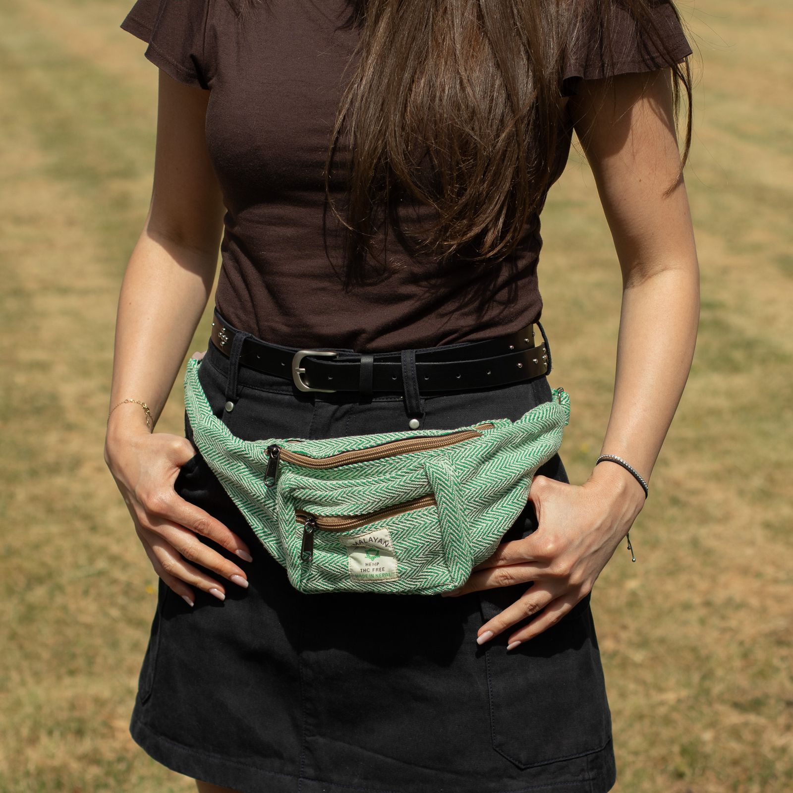 Bolso Tipo Cinturón de Estilo Cáñamo y Algodón (o Riñonera) - Salvia - Imagen 9
