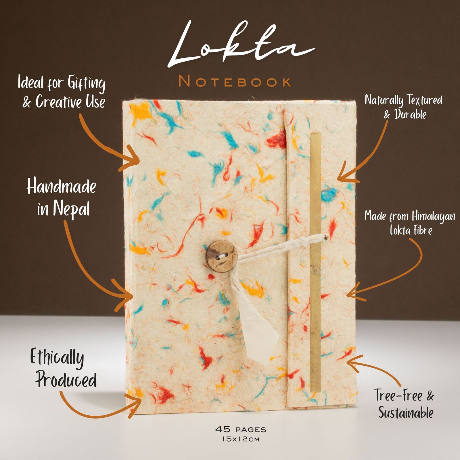 Cuaderno de algodón de colores surtidos Med Lokta Lrg (15x12cm) - 45 hojas - Imagen 2