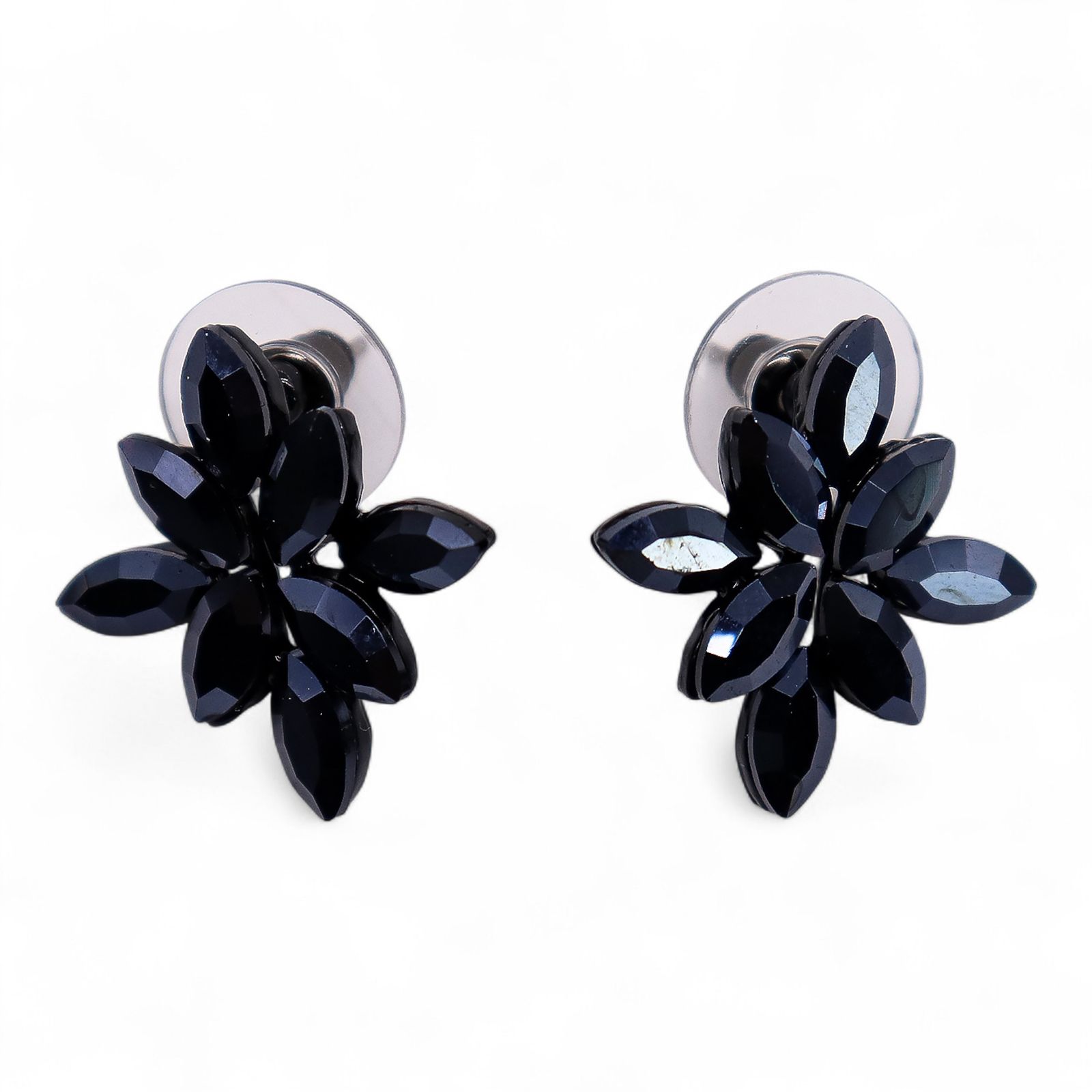 Pendientes de Cristal Vintage - Flores - Negro Azabache - Imagen 2