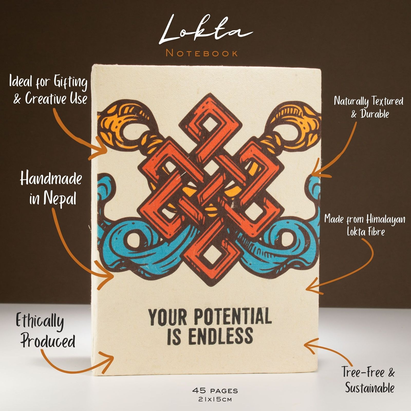 Cuaderno de inspiración Lrg Lokta (21x15cm) - 45 hojas - Tu Potencial - incluye marcador - Imagen 2